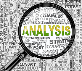 Image showing Analysis Magnifier Represents Data Analyzing 3d Rendering