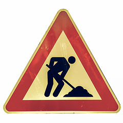 Image showing Vintage looking Road work sign