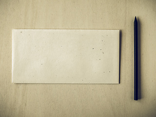 Image showing Vintage looking Letter envelope with pencil