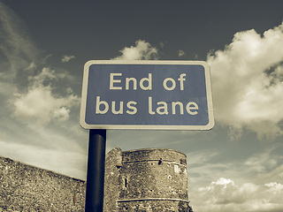 Image showing Vintage looking End of bus lane