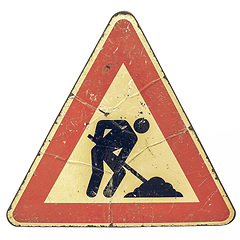 Image showing Vintage looking Roadworks sign