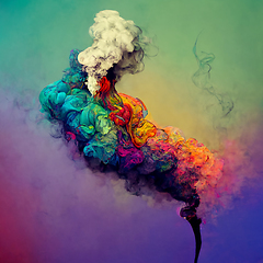 Image showing Abstract design of a dust cloud. Colorful rainbow of dust partic