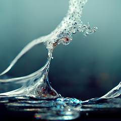 Image showing Water splash closeup. Blue transparent water. 