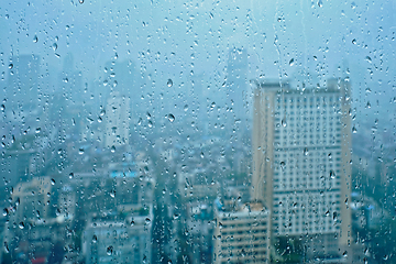 Image showing Rain drops on window