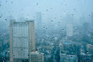 Image showing Rain drops on window