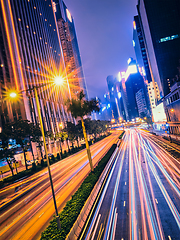 Image showing Street traffic in Hong Kong at night