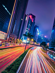 Image showing Street traffic in Hong Kong at night