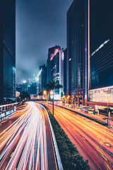 Image showing Street traffic in Hong Kong at night