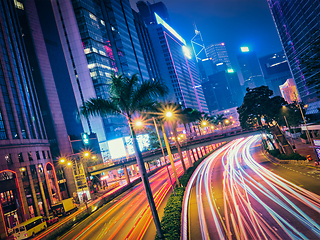 Image showing Street traffic in Hong Kong at night