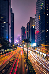 Image showing Street traffic in Hong Kong at night