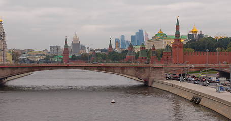 Image showing Sunny summer day moscow river bay kremlin.