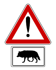 Image showing Attention sign with optional label wolf