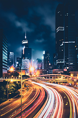 Image showing Street traffic in Hong Kong at night