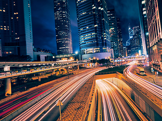 Image showing Street traffic in Hong Kong at night