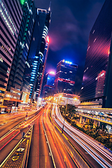 Image showing Street traffic in Hong Kong at night