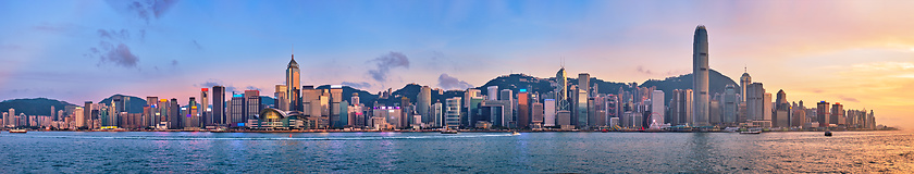 Image showing Junk boat in Hong Kong Victoria Harbour