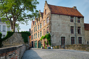 Image showing Brugge canal and old houses. Bruges, Belgium