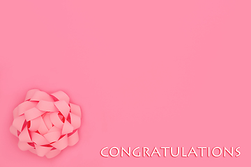 Image showing Congratulations for Birth of a Girl Pink Rosette Bow  