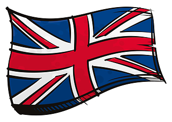 Image showing Painted United Kingdom flag waving in wind