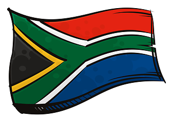 Image showing Painted South Africa flag waving in wind