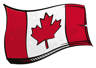 Image showing Painted Canada flag waving in wind