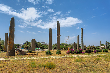 Image showing Ancient obelisks in city Aksum, Ethiopia