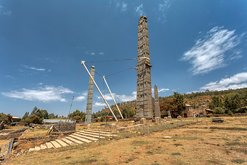 Image showing Ancient obelisks in city Aksum, Ethiopia