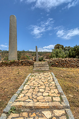 Image showing Ancient obelisks in city Aksum, Ethiopia