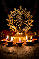 Image showing Shiva Nataraja with Diwali lights