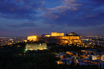 Image showing Parthenon Temple and Amphiteater are ancient architecture at the Acropolis, Athens, Greece