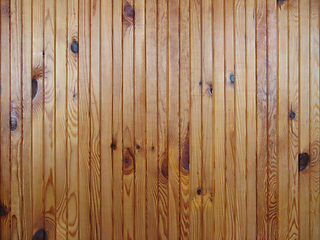 Image showing Wall of wooden varnished boards