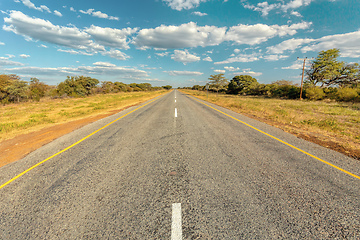 Image showing Endless road with blue sky