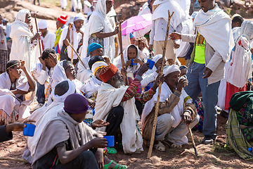 Image showing Orthodox Christian Ethiopian believers, Lalibela Ethiopia