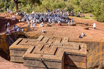 Image showing Orthodox Christian Ethiopian believers, Lalibela Ethiopia