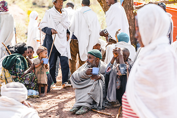 Image showing Orthodox Christian Ethiopian believers, Lalibela Ethiopia