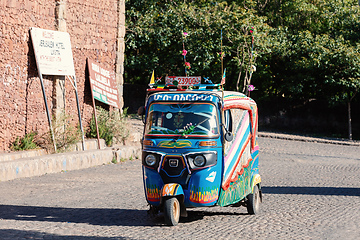 Image showing blue color auto rickshaw known as Tuk tuk, Ethiopia