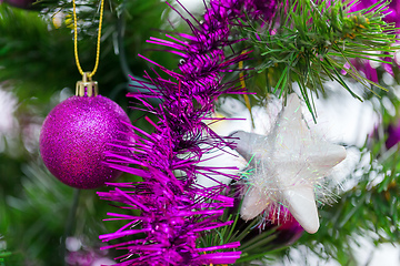 Image showing violet Decorated christmas tree