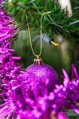 Image showing violet Decorated christmas tree