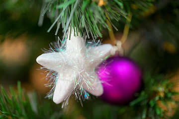 Image showing violet Decorated christmas tree