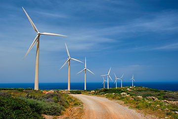 Image showing Wind generator turbines. Crete island, Greece