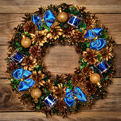 Image showing Christmas wreath top view