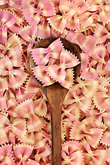 Image showing Farfalle Pink Striped Bow Tie Italian Pasta