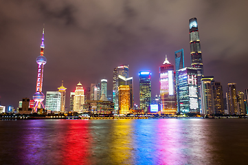 Image showing Shanghai city skyline at night