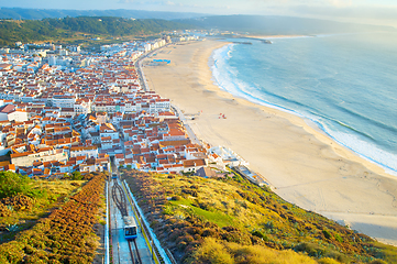 Image showing Nazare skyline, funicular beach Portugal