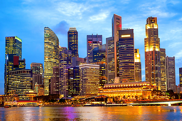 Image showing Singapore downtown core illuminated night