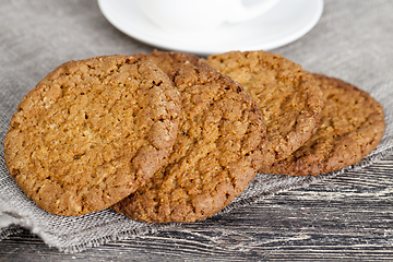 Image showing A stack of oatmeal cookies