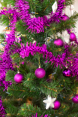 Image showing violet Decorated christmas tree