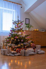 Image showing Christmas Tree and Christmas gift boxes