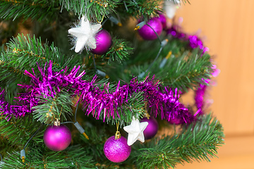 Image showing violet Decorated christmas tree