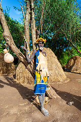 Image showing most dangerous African Mursi people tribe, Ethiopia, Africa